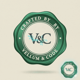 Vellum and Code monogram badge